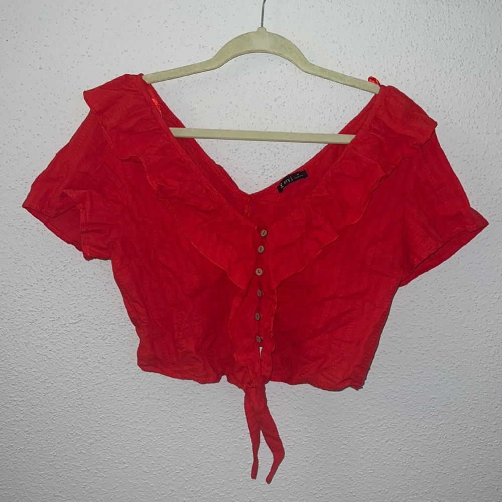 Red Cropped Blouse